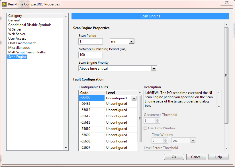 Scan engine settings to achieve 1ms update rate