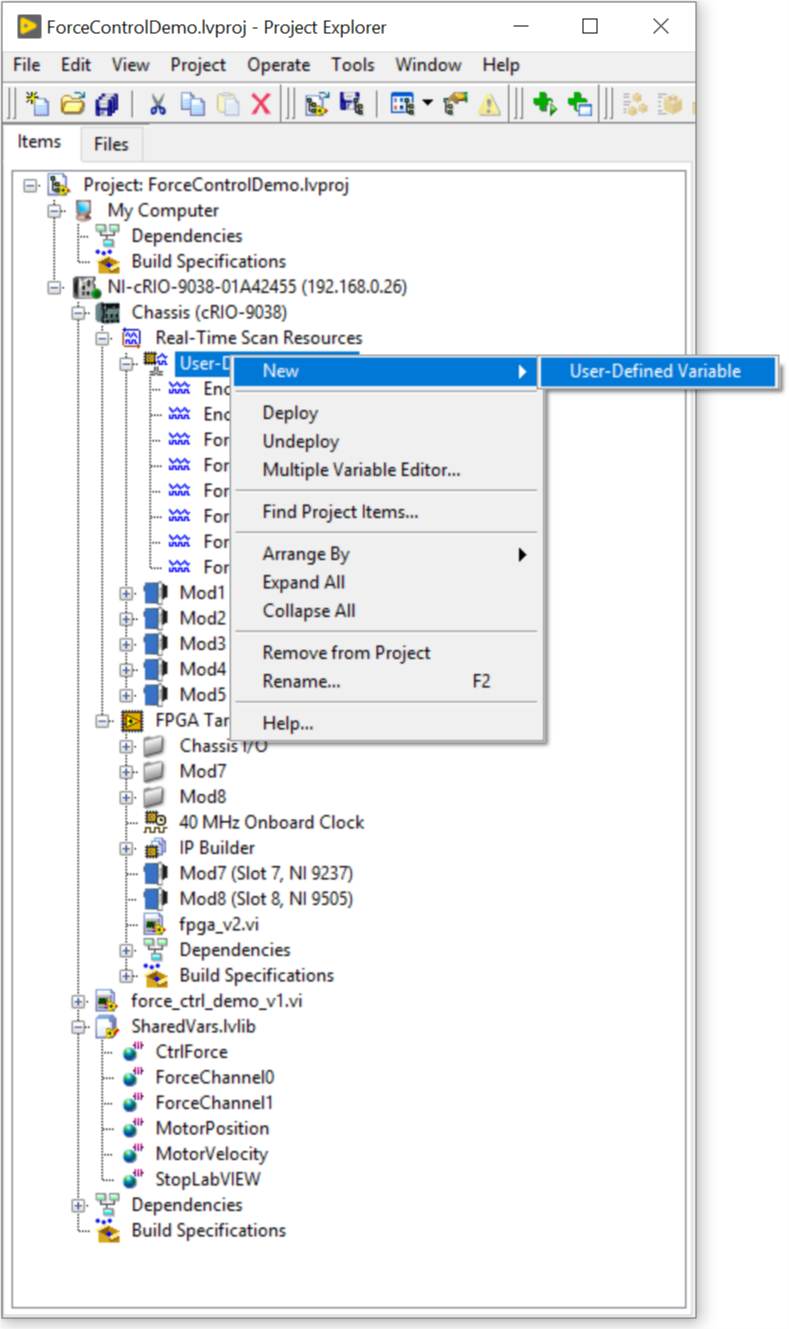 LabVIEW FPGA / Host User Defined Variables